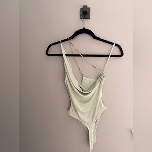JLUXLABEL Light Green Draped Bodysuit